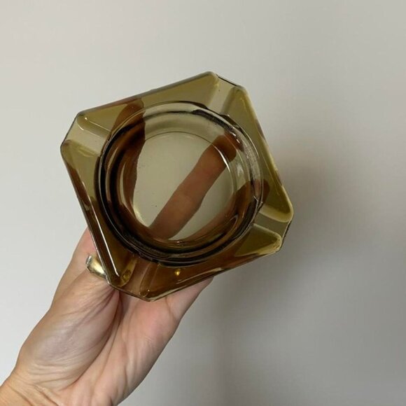 Vintage square smoked glass ashtray trinket dish ring dish - Picture 2 of 3